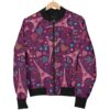 Eiffel Tower Heart Pattern Print Women Casual Bomber Jacket