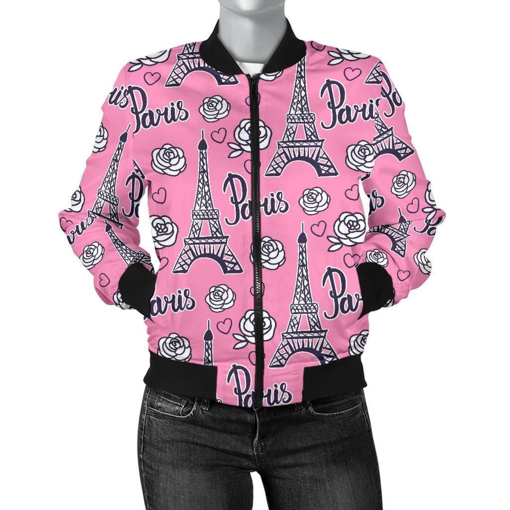 Eiffel-Tower-Print-Pattern-Women-Casual-Bomber-Jacket-1