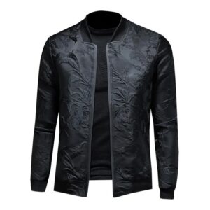 Embroidered Floral Pattern Men Classic Bomber Jacket