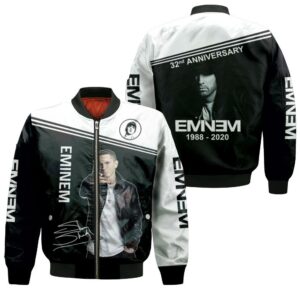 Eminem Signatures 32Nd Anniversary All Printed 3D Bomber Jacket