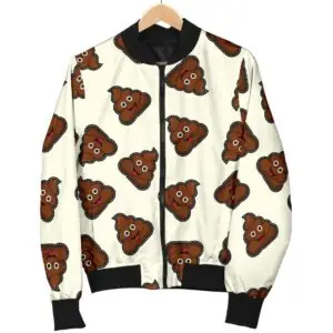 Emoji Poop Pattern Print Women Casual Bomber Jacket