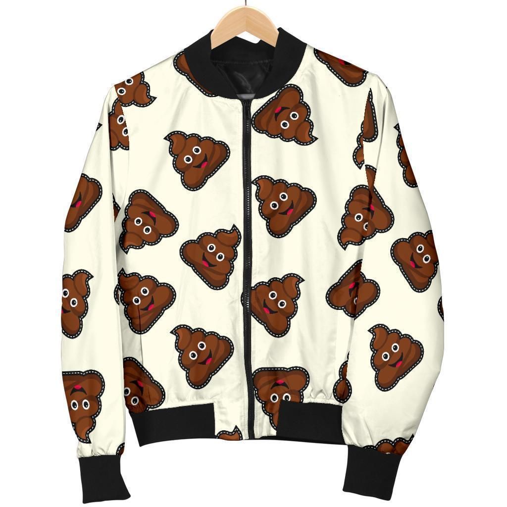 Emoji Poop Pattern Print Women Casual Bomber Jacket Emoji Poop Pattern Print Women Casual Bomber Jacket