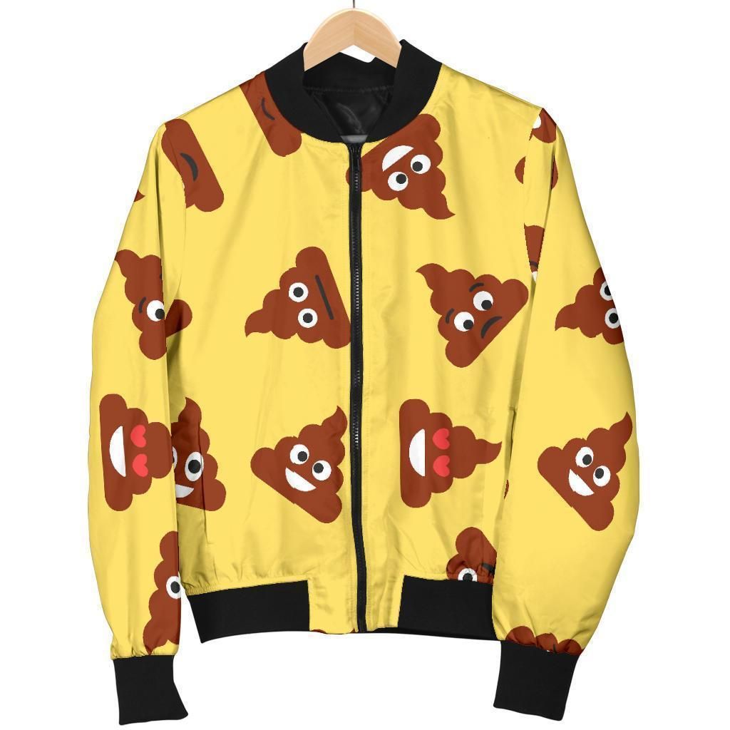 Emoji Poop Print Pattern Women Casual Bomber Jacket Emoji Poop Print Pattern Women Casual Bomber Jacket