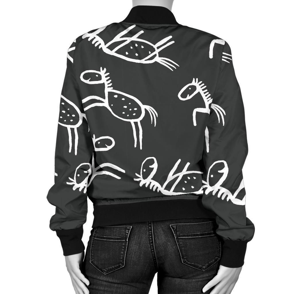 Equestrian-Drawn-Pattern-Print-Women-Casual-Bomber-Jacket-2