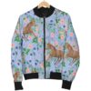 Equestrian Floral Pattern Print Women Casual Bomber Jacket