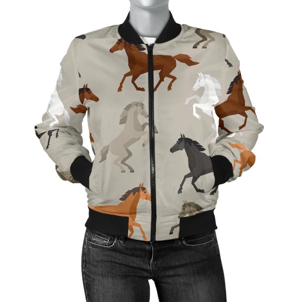 Equestrian-Pattern-Print-Women-Casual-Bomber-Jacket-1