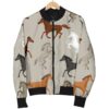 Equestrian Pattern Print Women Casual Bomber Jacket
