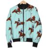 Equestrian Print Pattern Women Casual Bomber Jacket