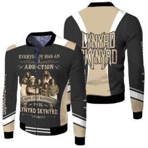 Everybody Has An Addiction Mine Just Happens To Be Lynyrd Skynyrd 3D Designed Allover Gift For Lynyrd Skynyrd Fans Bomber Jacket