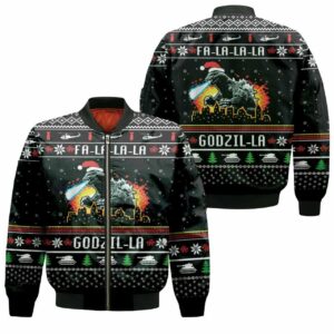 Fa La La Godzi La Godzila Christmas 3D T Shirt Hoodie Sweater Bomber Jacket Model 2078 Bomber Jacket