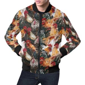 Farm Chicken Hen Pattern Print Mens Bomber Jacket