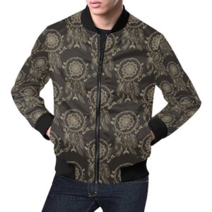 Feather Vintage Dream Catcher Pattern Print Mens Bomber Jacket