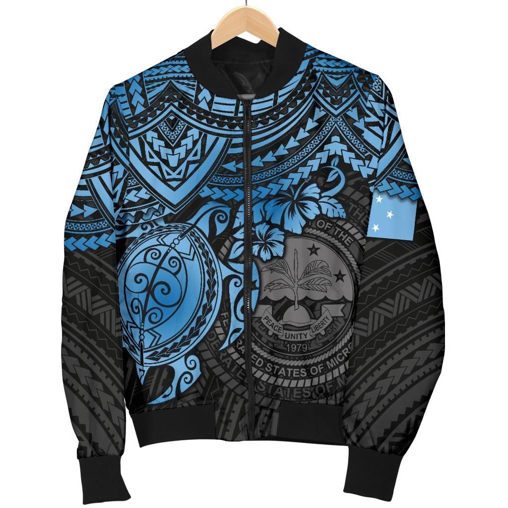 Federated States Of Micronesia Bomber Jacket (Men) - Blue Turtle - BN15 Bomber Jacket Federated States Of Micronesia Bomber Jacket (Men) - Blue Turtle - BN15 Bomber Jacket