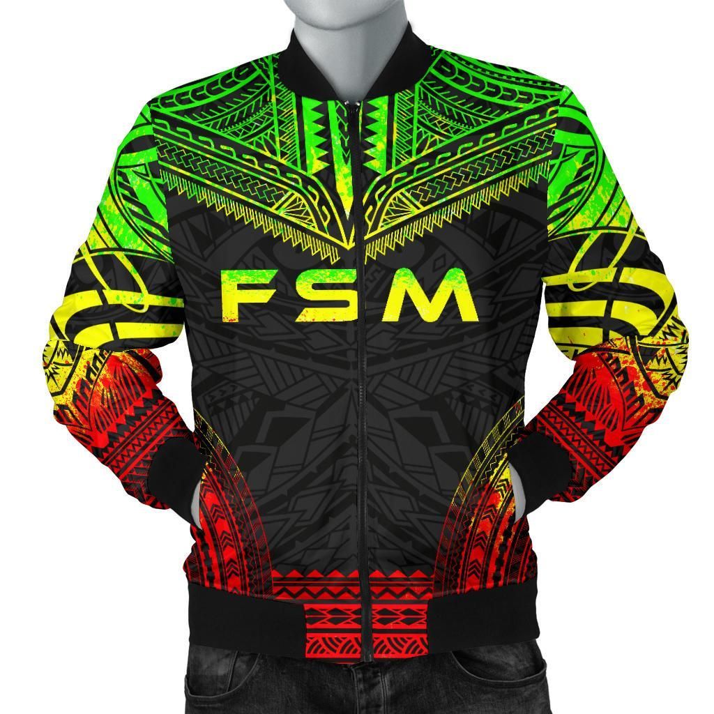 Federated States Of Micronesia Polynesian Chief Men's Bomber Jacket - Reggae Version - Bn10 Bomber Jacket Federated States Of Micronesia Polynesian Chief Men's Bomber Jacket - Reggae Version - Bn10 Bomber Jacket