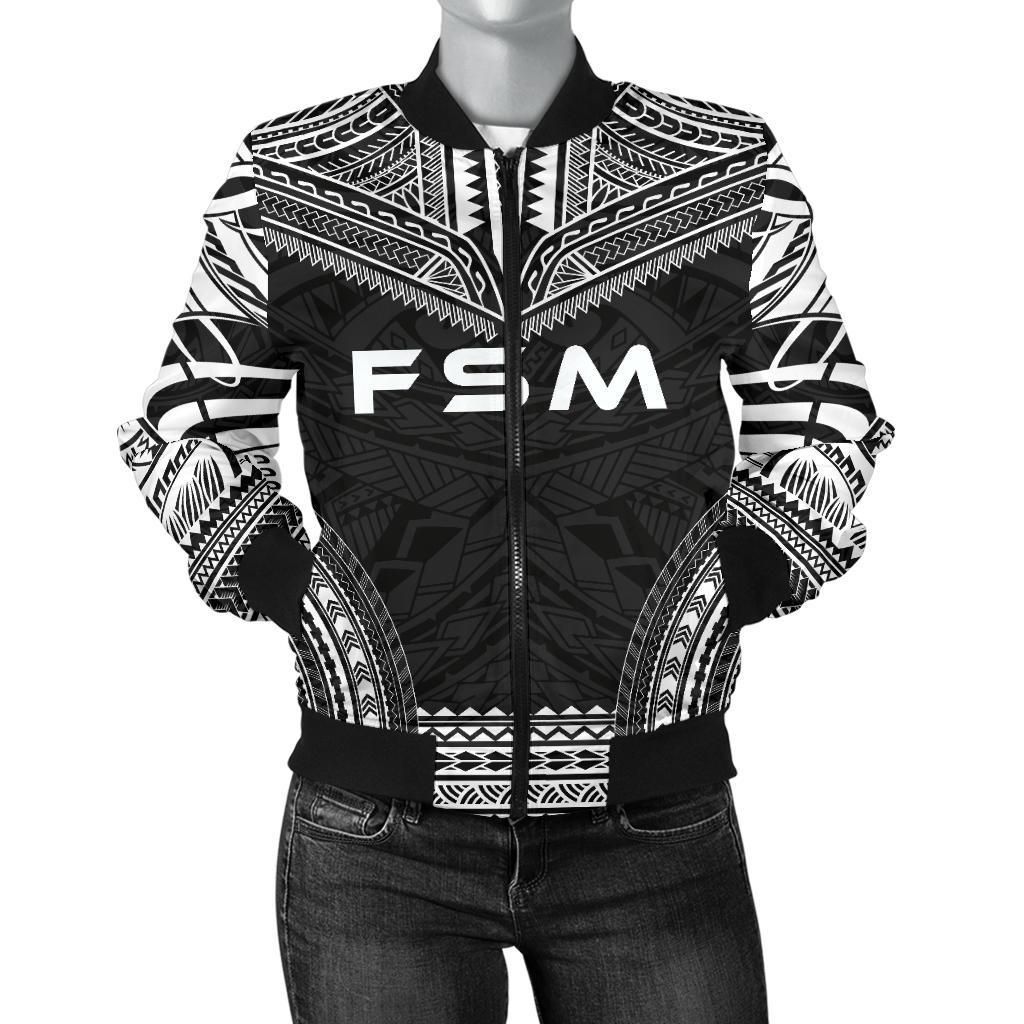 Federated States Of Micronesia Polynesian Chief Women'S Bomber Jacket - Black Version - Bn10 Bomber Jacket Federated States Of Micronesia Polynesian Chief Women'S Bomber Jacket - Black Version - Bn10 Bomber Jacket