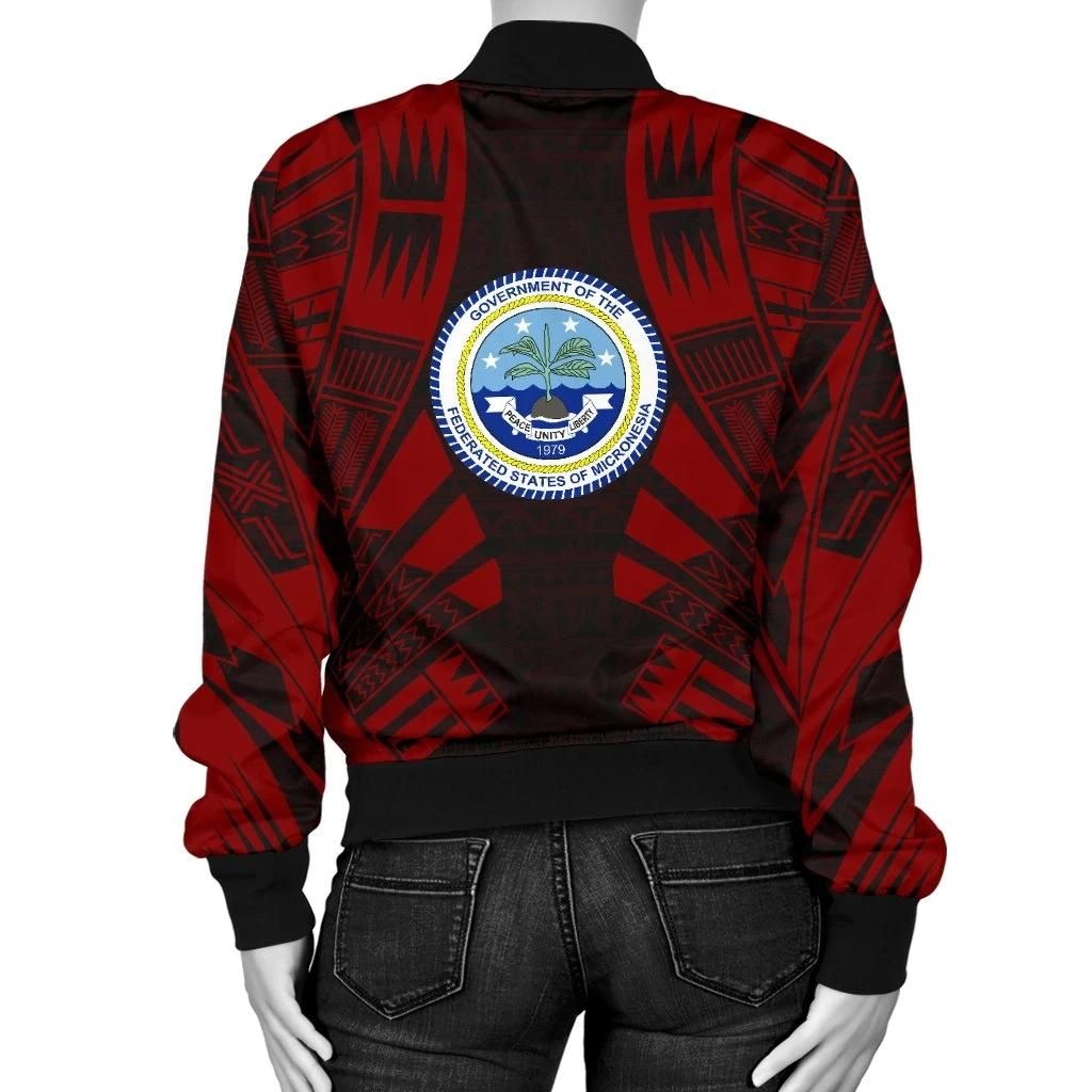 Federated-States-Of-Micronesia-Women-Bomber-Jacket-Polynesian-Tattoo-Red-BN0110-1