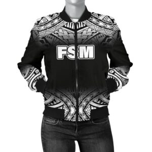 Federated States Of Micronesia Women's Bomber Jacket - Fog Black Style - BN09 Bomber Jacket