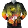Federated States of Micronesia Custom Personalised Men's Bomber Jackets - Humpback Whale with Tropical Flowers (Yellow)- BN18 Bomber Jacket