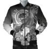 Federated States of Micronesia Men's Bomber Jackets - Humpback Whale with Tropical Flowers (White)- BN18 Bomber Jacket