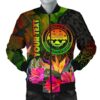 Federated States of Micronesia Polynesian Personalised Bomber Jackets-  Hibiscus and Banana Leaves - BN15 Bomber Jacket