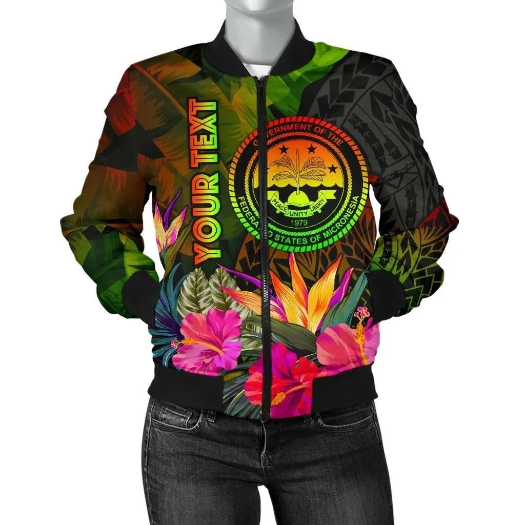 Federated States of Micronesia Polynesian Personalised Bomber Jackets - Hibiscus and Banana Leaves - BN15 Bomber Jacket Federated States of Micronesia Polynesian Personalised Bomber Jackets - Hibiscus and Banana Leaves - BN15 Bomber Jacket