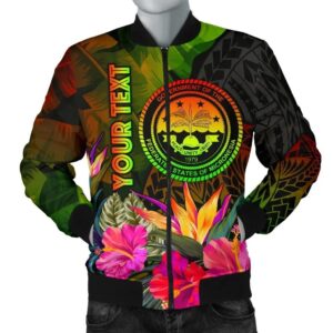 Federated States of Micronesia Polynesian Personalised Bomber Jackets-  Hibiscus and Banana Leaves - BN15 Bomber Jacket