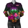Federated States of Micronesia Women's Bomber Jacket - Summer Hibiscus - BN15 Bomber Jacket