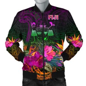 Fiji Men's Bomber Jacket - Summer Hibiscus - BN15 Bomber Jacket