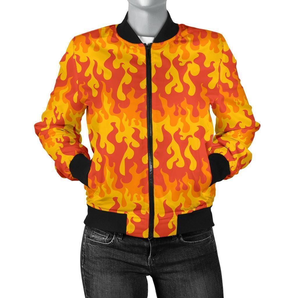 Fire-Flame-Print-Pattern-Women-Casual-Bomber-Jacket-1