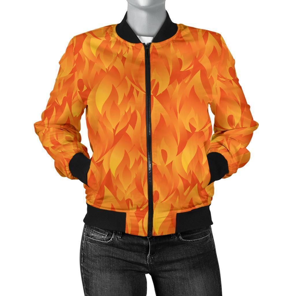 Flame-Fire-Pattern-Print-Women-Casual-Bomber-Jacket-1