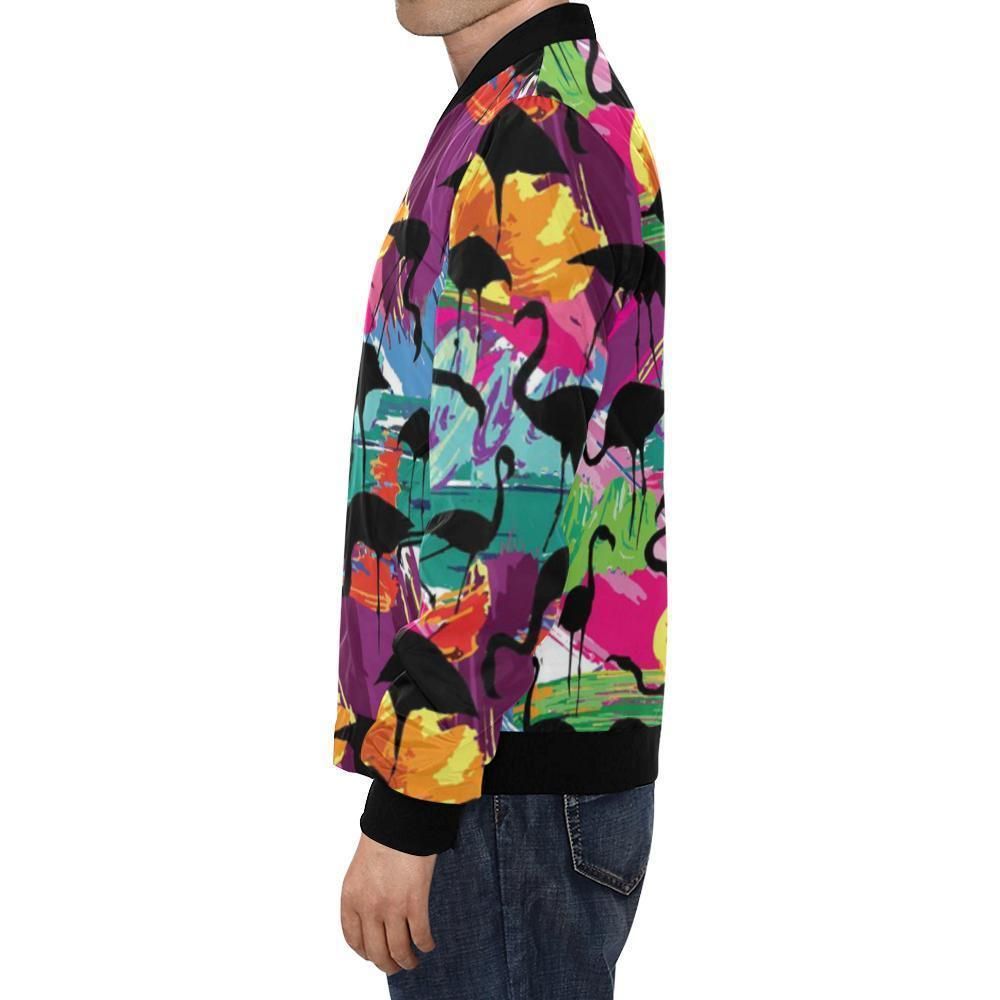 Flamingo-Hawaiian-Tropical-Colorful-Pattern-Print-Mens-Bomber-Jacket-1