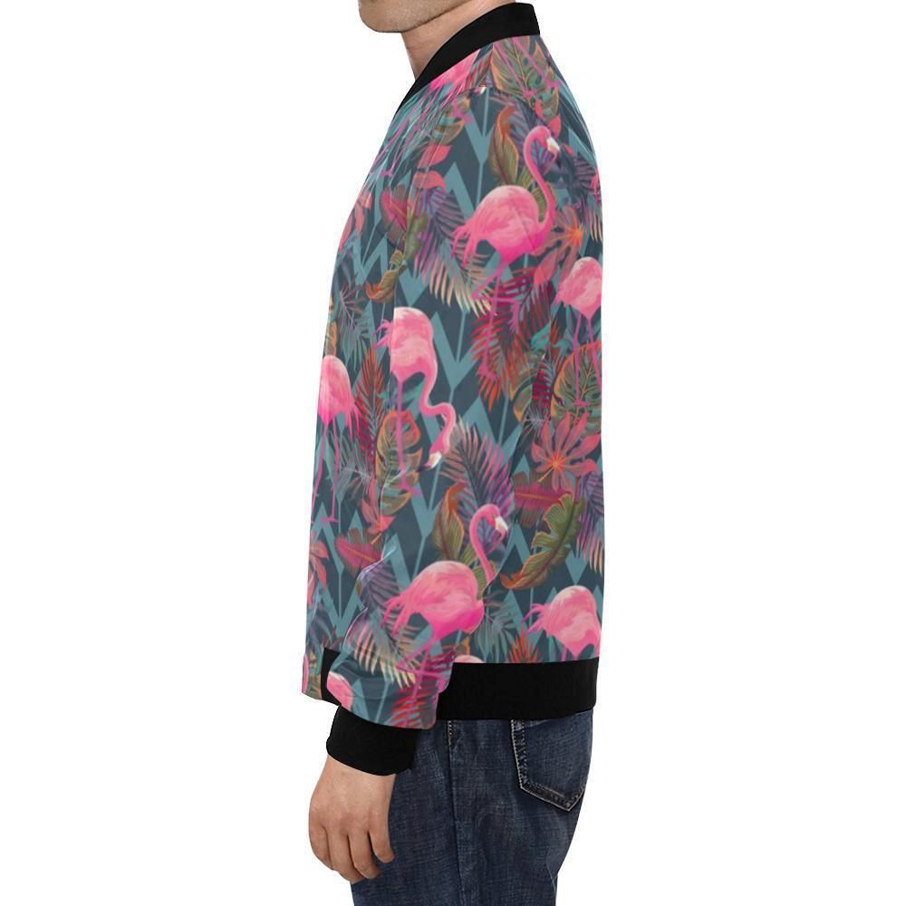 Flamingo-Stripe-Hawaiian-Tropical-Pattern-Print-Mens-Bomber-Jacket-1
