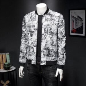 Floral Print Bomber Jacket Jaqueta Masculina Slim Fit Bomber Jacket
