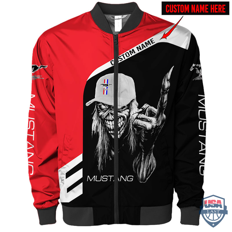 Ford Mustang Grim Reaper Custom Name Bomber Jacket Ford Mustang Grim Reaper Custom Name Bomber Jacket