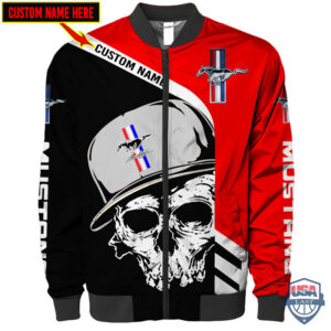 Ford Mustang Skull Cap Custom Name Bomber Jacket