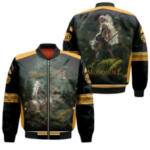 Forest Princess Mononoke And Moro-No-Kimi The Symbo In The Forest Mononoke Hime Gift For Mononoke Fans Bomber Jacket