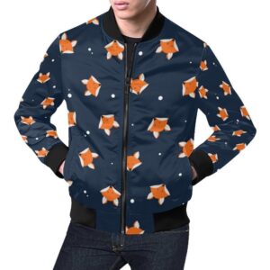Fox Pattern Print Mens Bomber Jacket