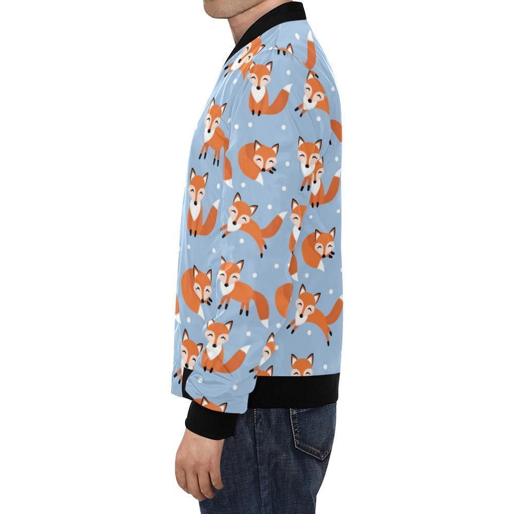 Fox-Snow-Pattern-Print-Mens-Bomber-Jacket-1