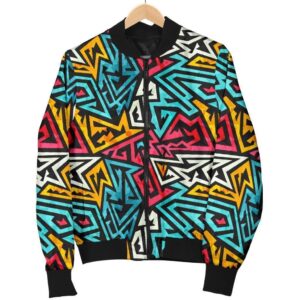 Funky Print Pattern Women Casual Bomber Jacket