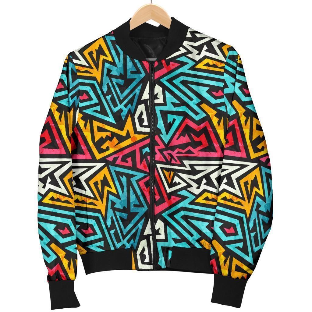 Funky Print Pattern Women Casual Bomber Jacket Funky Print Pattern Women Casual Bomber Jacket