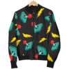 Gaming Joystick Pattern Print Women Casual Bomber Jacket