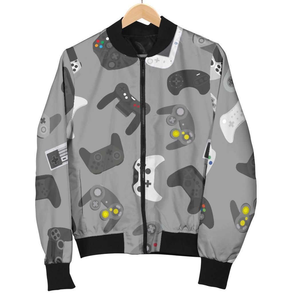 Gaming Joystick Print Pattern Women Casual Bomber Jacket Gaming Joystick Print Pattern Women Casual Bomber Jacket