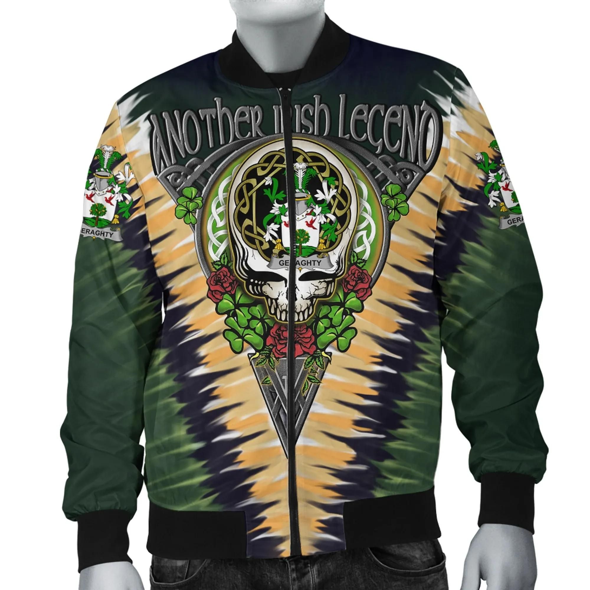 Geraghty or McGarrity Ireland Bomber Jacket - GD Irish Legend Shamrock V Tie-Dye A7 Bomber Jacket Geraghty or McGarrity Ireland Bomber Jacket - GD Irish Legend Shamrock V Tie-Dye A7 Bomber Jacket