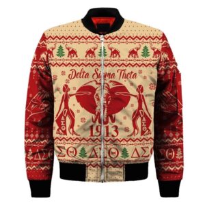 Getteestore Jacket - Delta Sigma Theta Elephant Christmas Sleeve Zip Bomber Jacket A31 Bomber Jacket