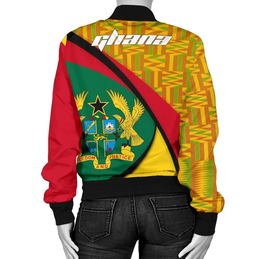 Ghana Coat Of Arms Pattern Women A10 Bomber Jacket Ghana Coat Of Arms Pattern Women A10 Bomber Jacket