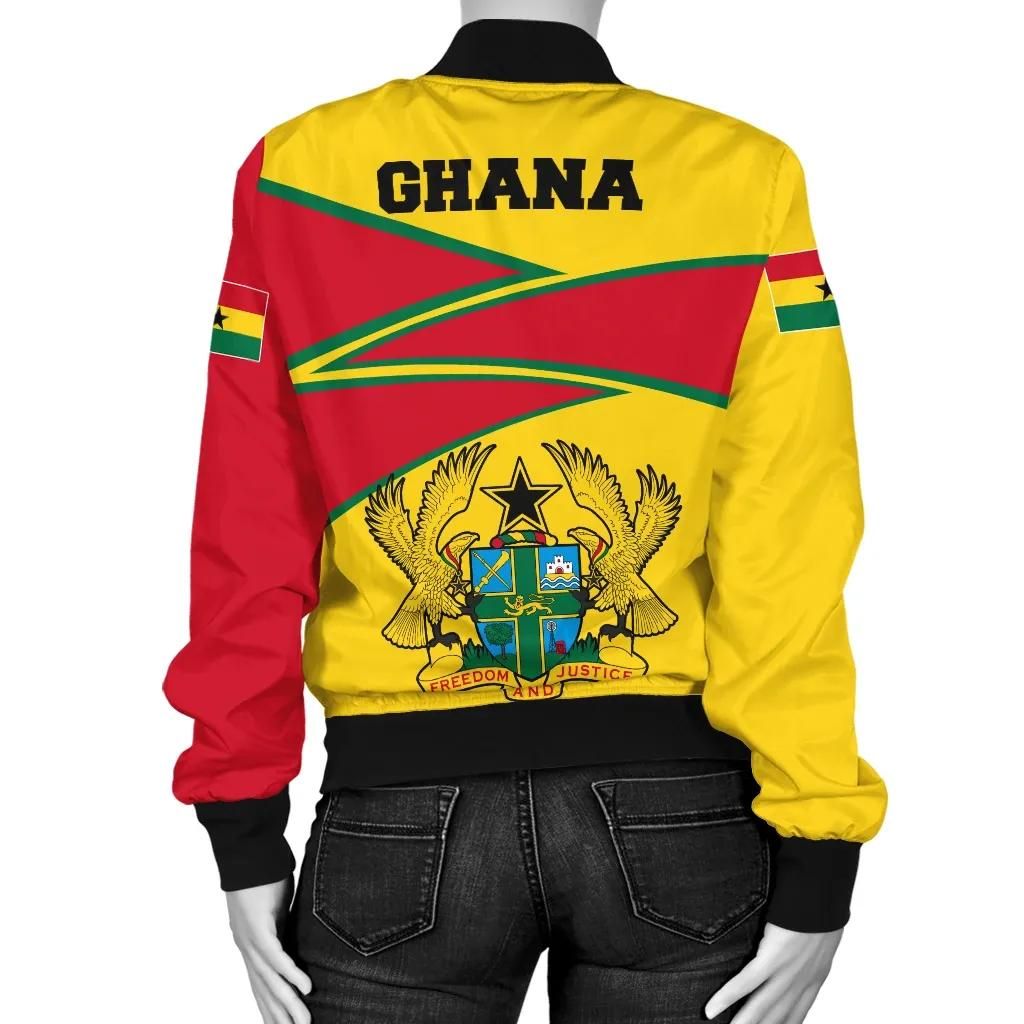 Ghana Strong Coat of Arms Red Women A10 Bomber Jacket Ghana Strong Coat of Arms Red Women A10 Bomber Jacket