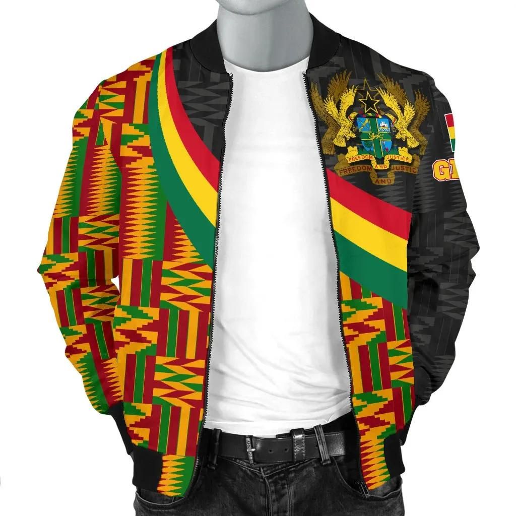 Ghana-Mens-Bomber-Jacket-Ghana-Coat-Of-Arms-and-Kente-Patterns-BN18-Bomber-Jacket-2