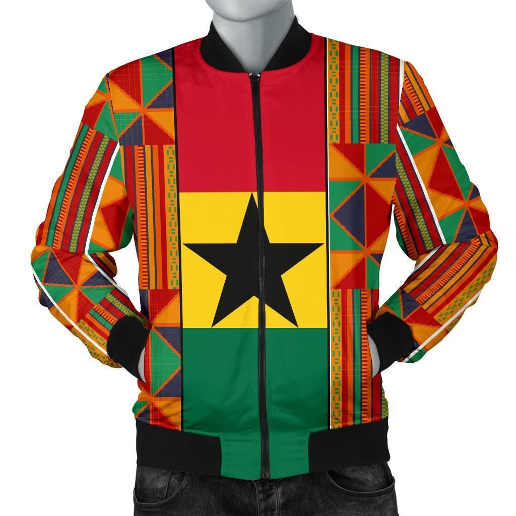 Ghana Men's Bomber Jacket Kente Cloth TH5 Ghana Men's Bomber Jacket Kente Cloth TH5