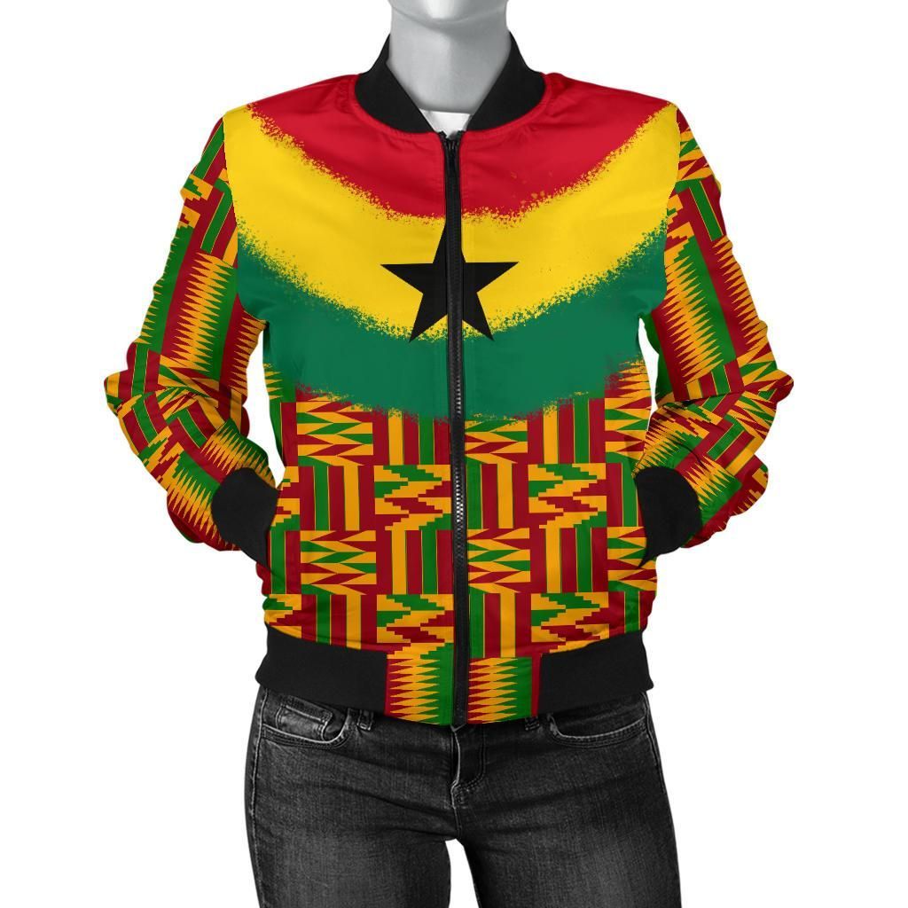 Ghana Women's Bomber Jacket kente Cloth Th5 Bomber Jacket Ghana Women's Bomber Jacket kente Cloth Th5 Bomber Jacket