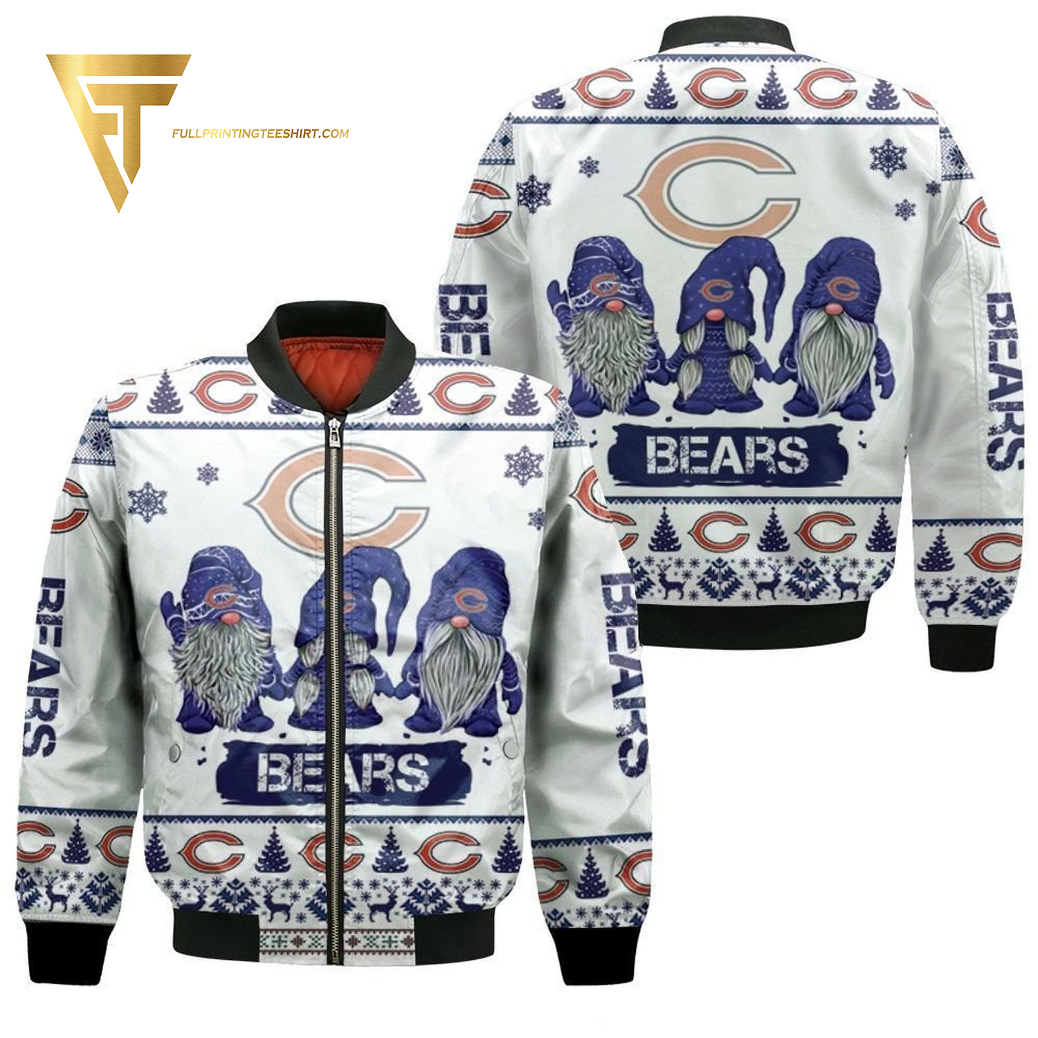 Gnomes Chicago Bears Ugly Christmas Full Print Bomber Jacket Gnomes Chicago Bears Ugly Christmas Full Print Bomber Jacket